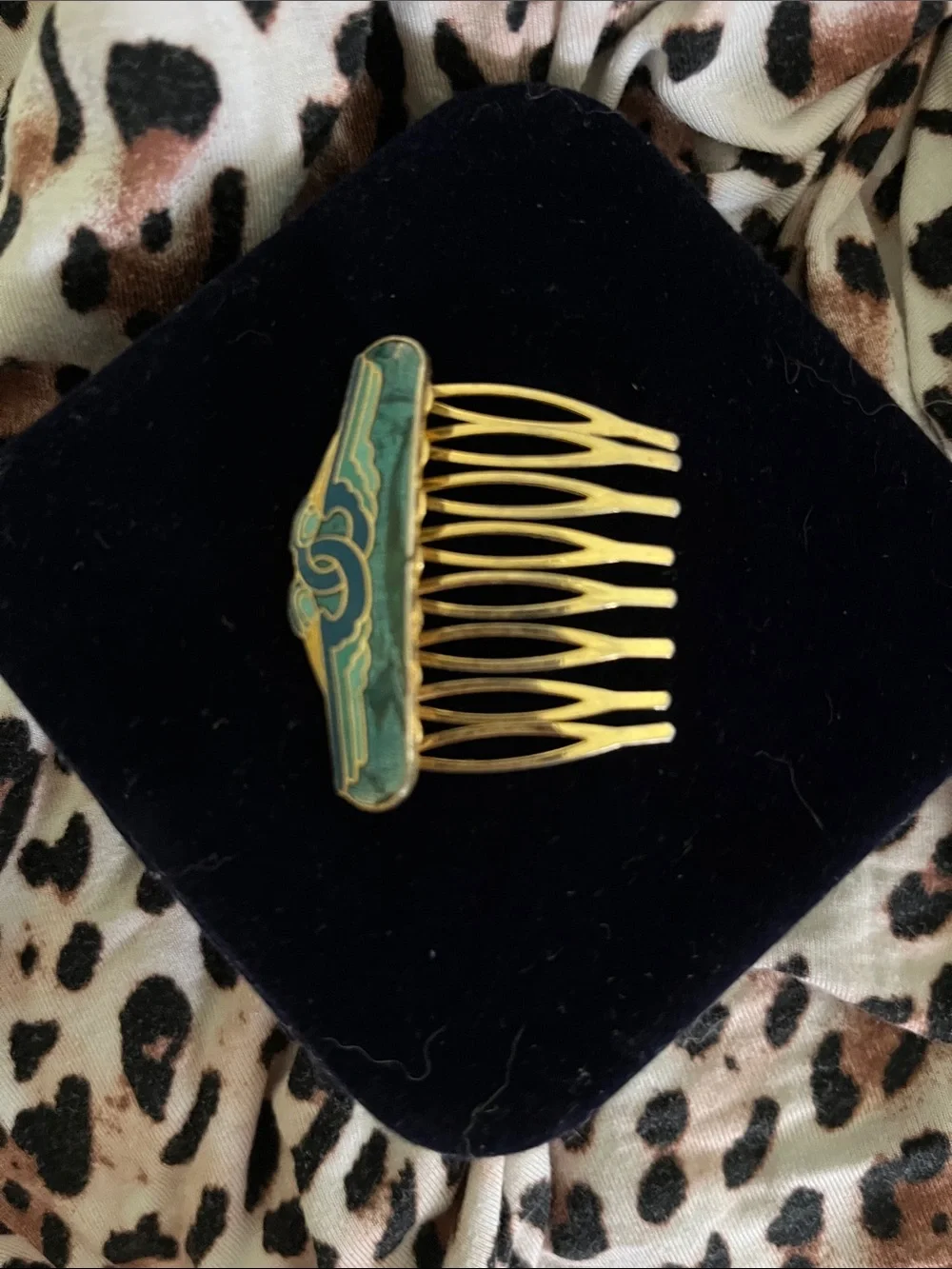 Gold and Turquoise Decorative Hair Comb - Women Accessories